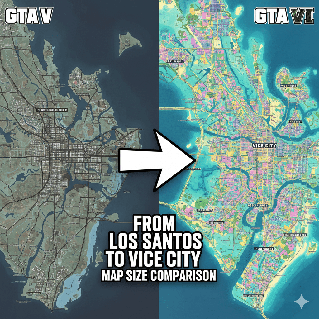 From Los Santos to Vice City: GTA 6 Map vs GTA 5 Map